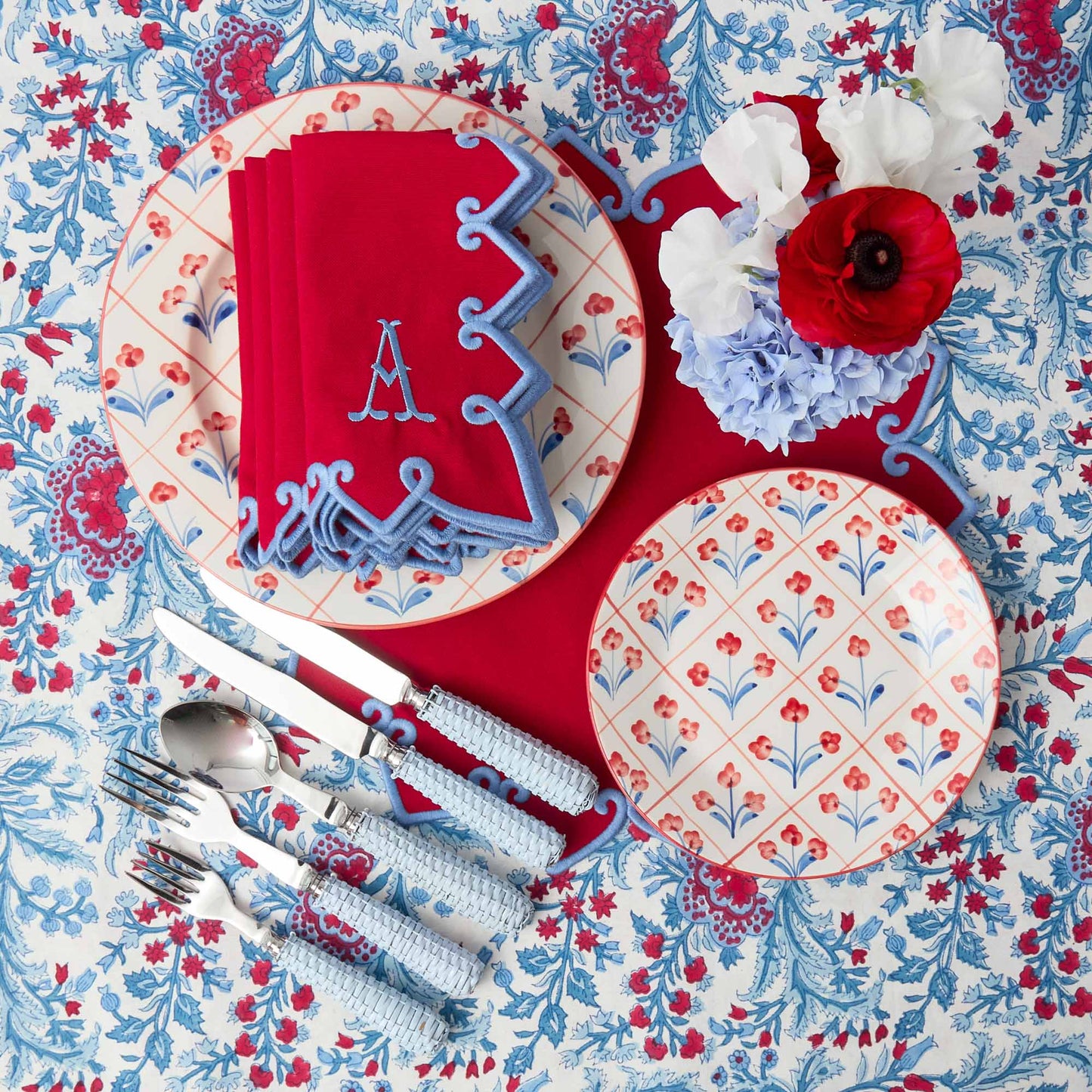 Sets de table Angelina rouges et bleus (lot de 4)