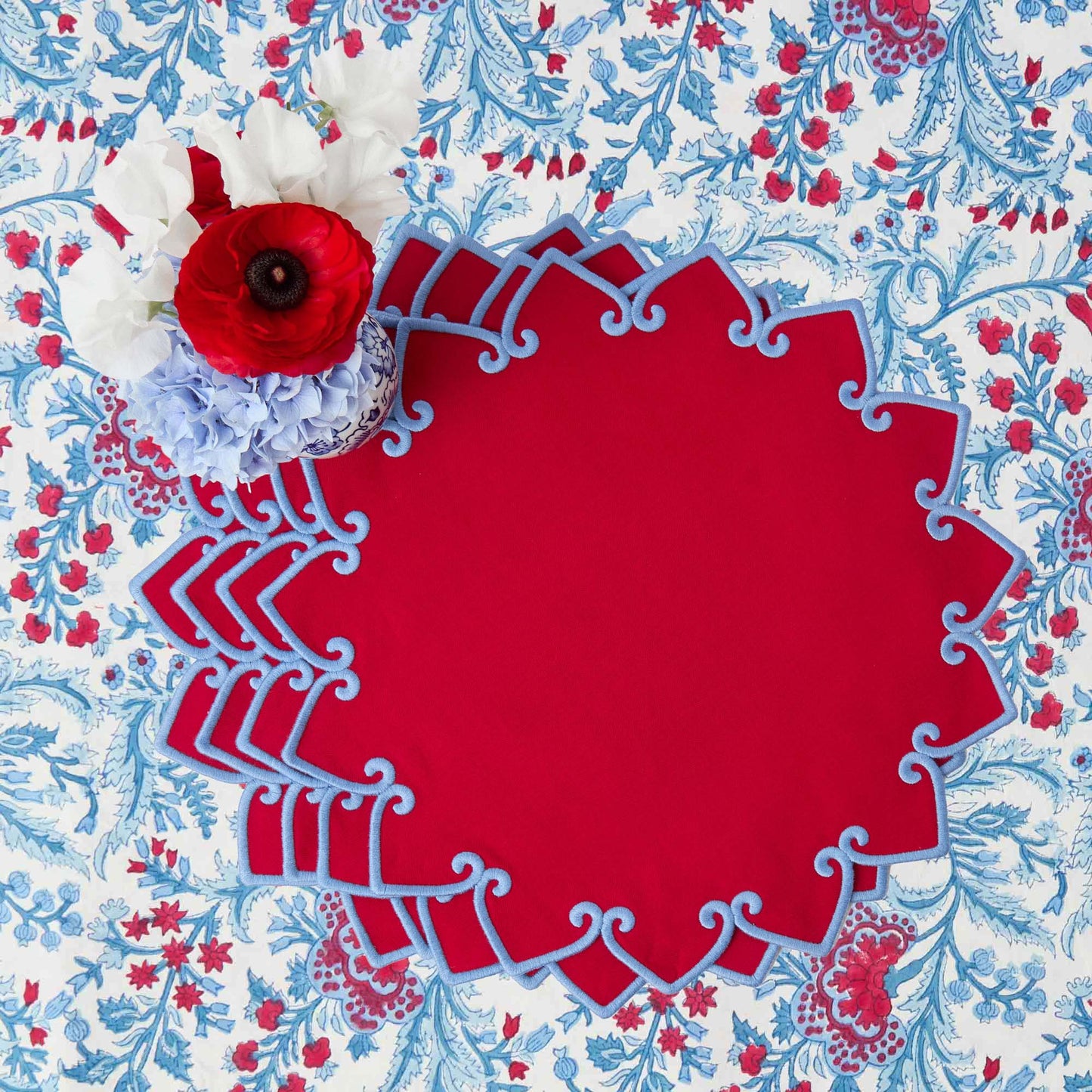 Sets de table Angelina rouges et bleus (lot de 4)