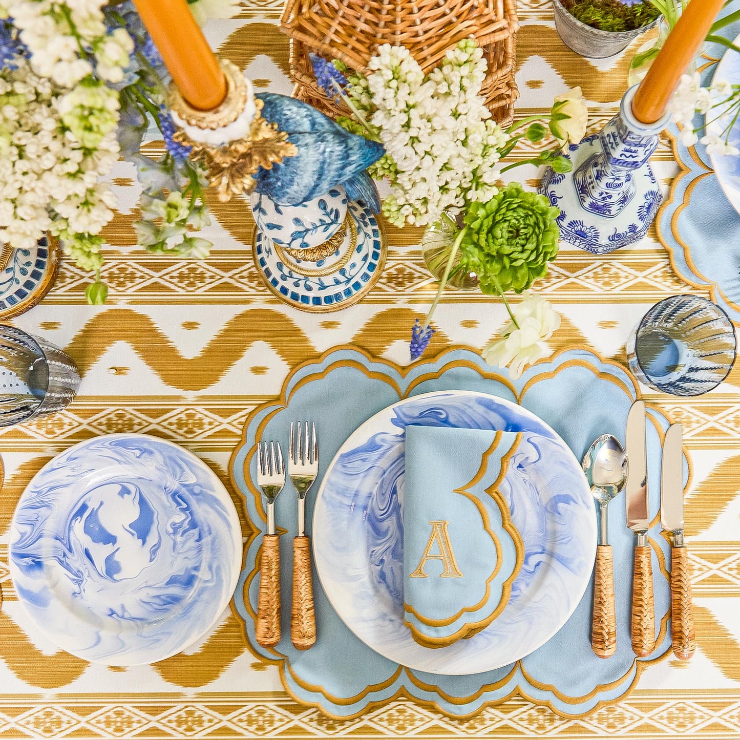 Sets de table Serena bleu et caramel (lot de 4)