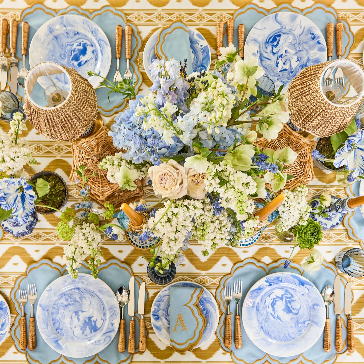 Sets de table Serena bleu et caramel (lot de 4)