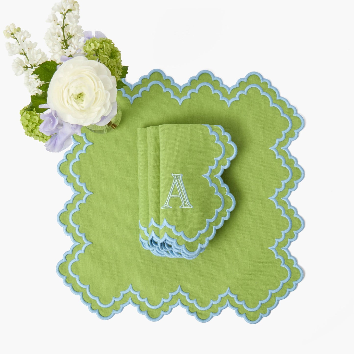 Serviettes Scarlett vertes et bleues (lot de 4)