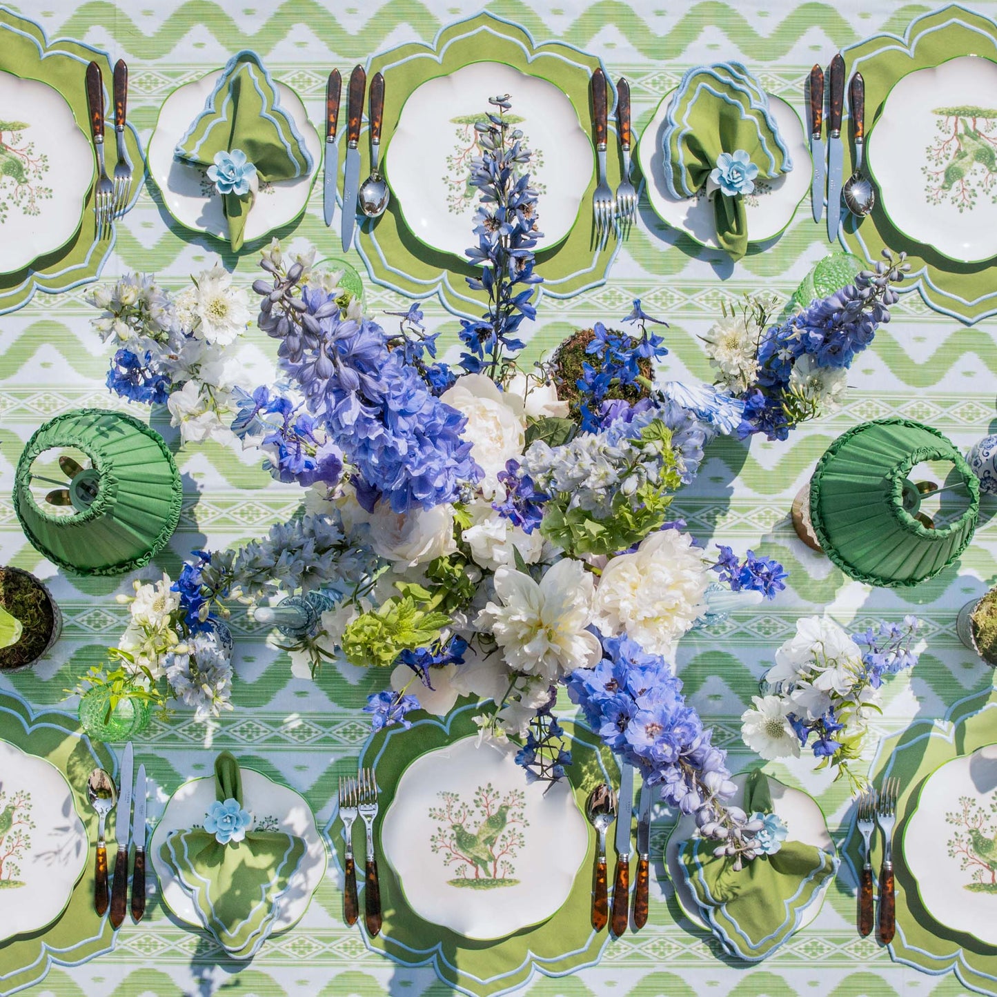 Nappe Ikat Bleue et Verte