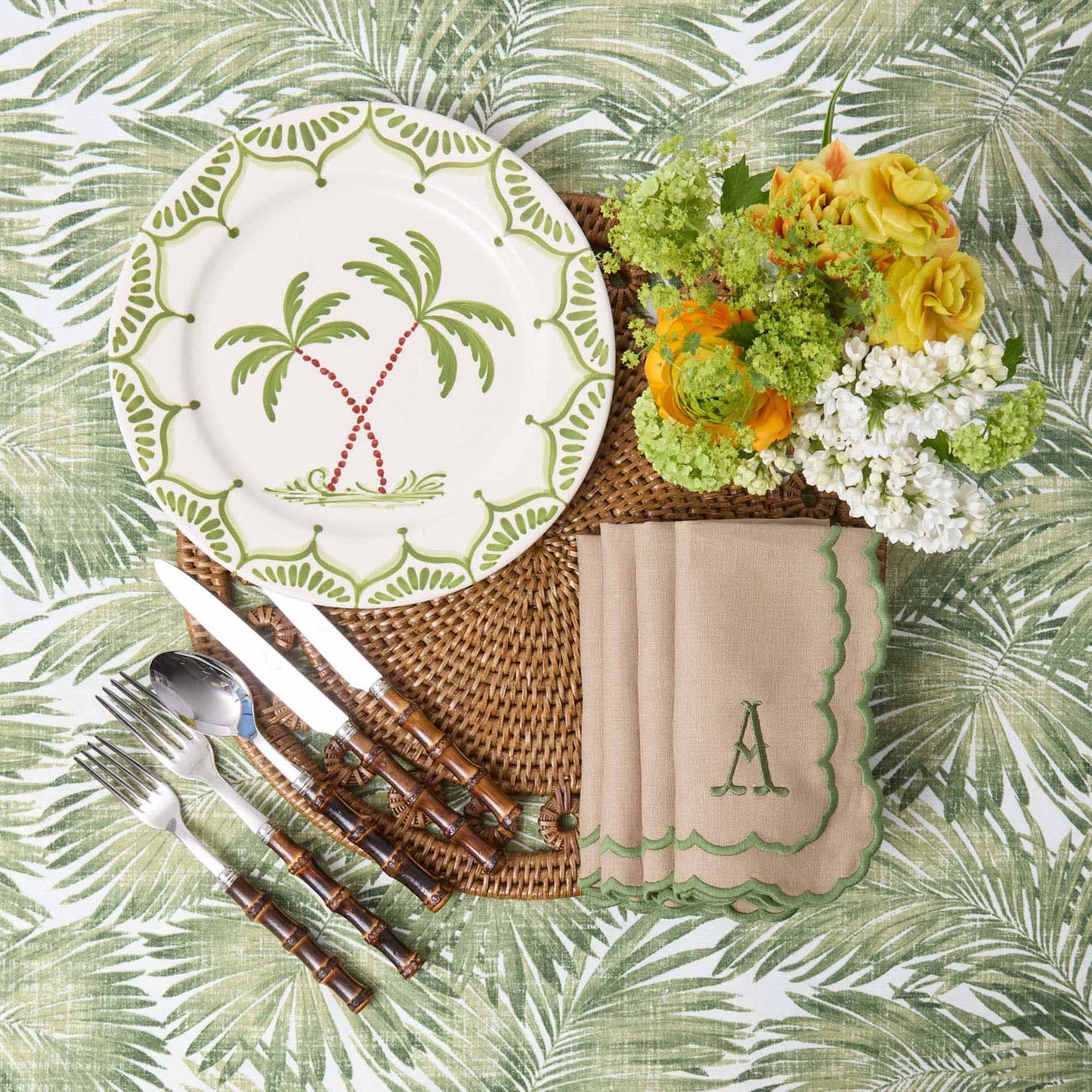 Sets de table ronds en rotin Elodie (lot de 4)
