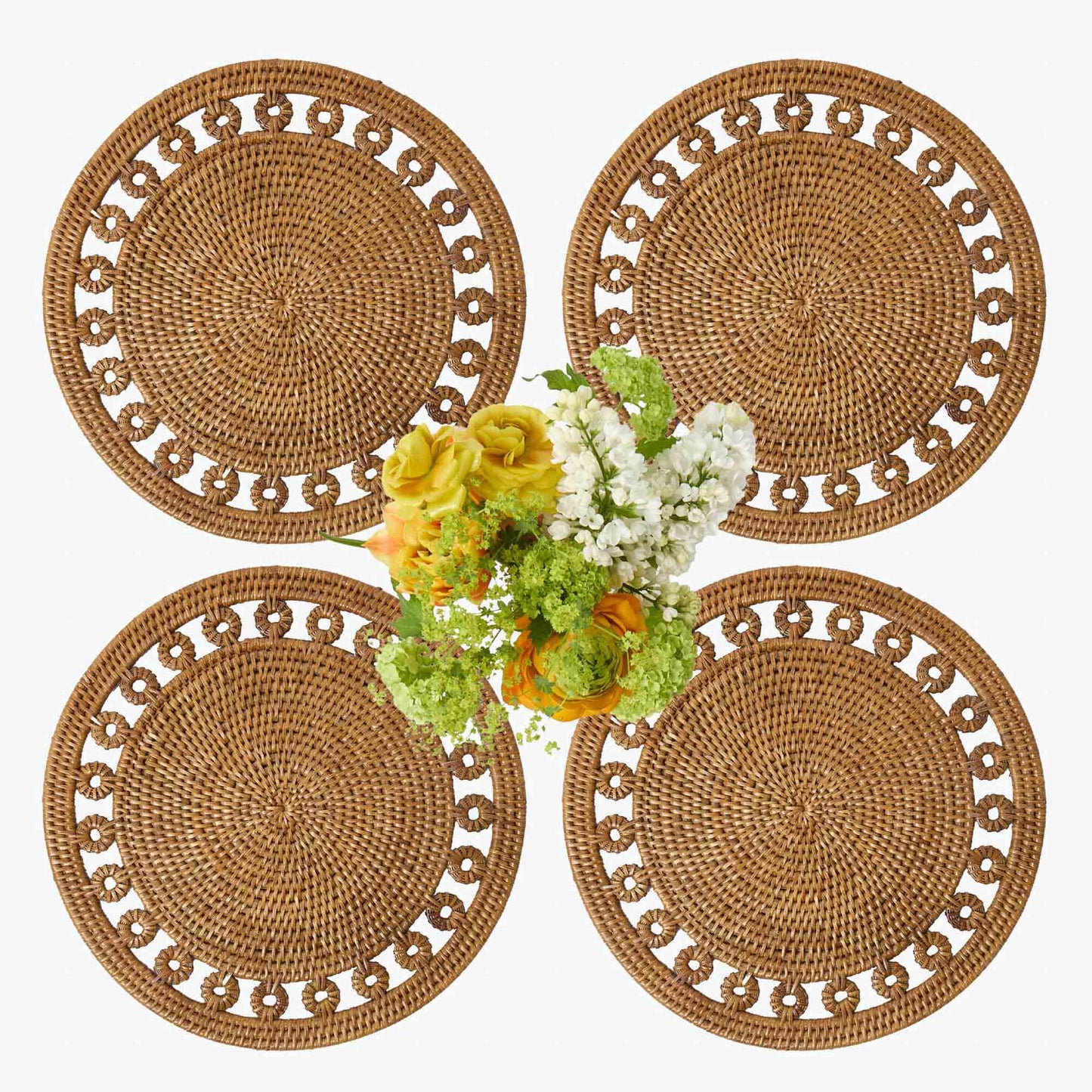 Sets de table ronds en rotin Elodie (lot de 4)