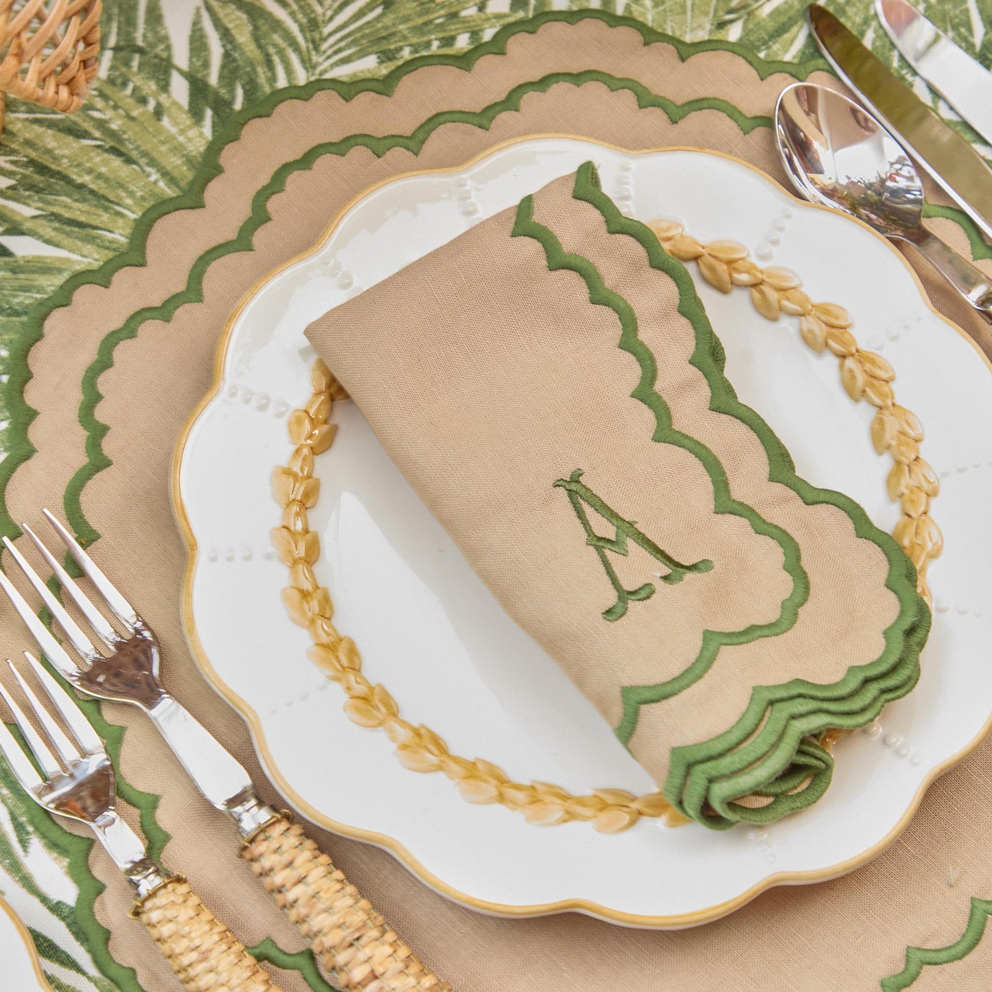 Serviettes Edith Sand & Green (lot de 4)