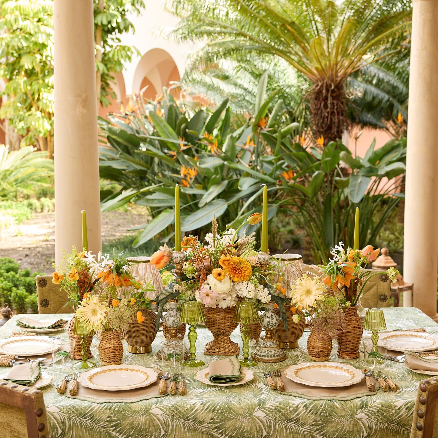 Sets de table et serviettes Edith Sand & Green (lot de 4)