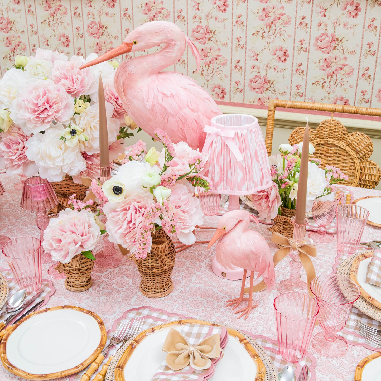 Cigogne rose Saskia (couple) - 60 cm