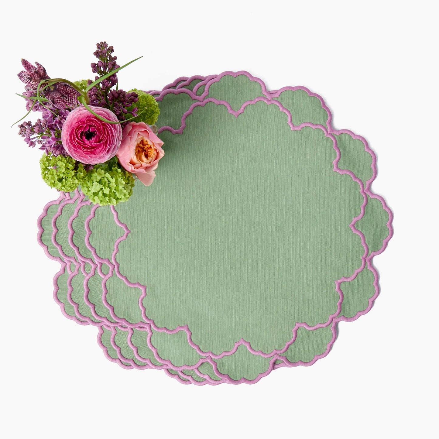Sets de table Lily Soft vert et rose (lot de 4)