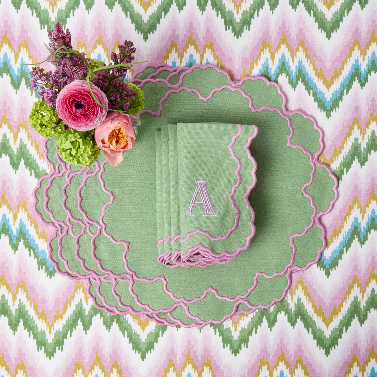 Nappe Magdalena verte et rose
