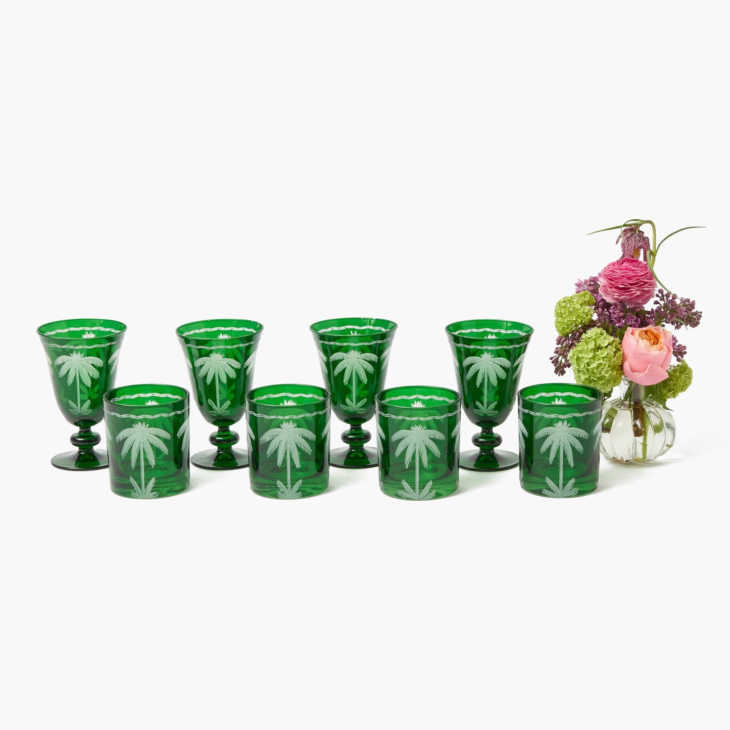 Verres à palmier émeraude (lot de 8)