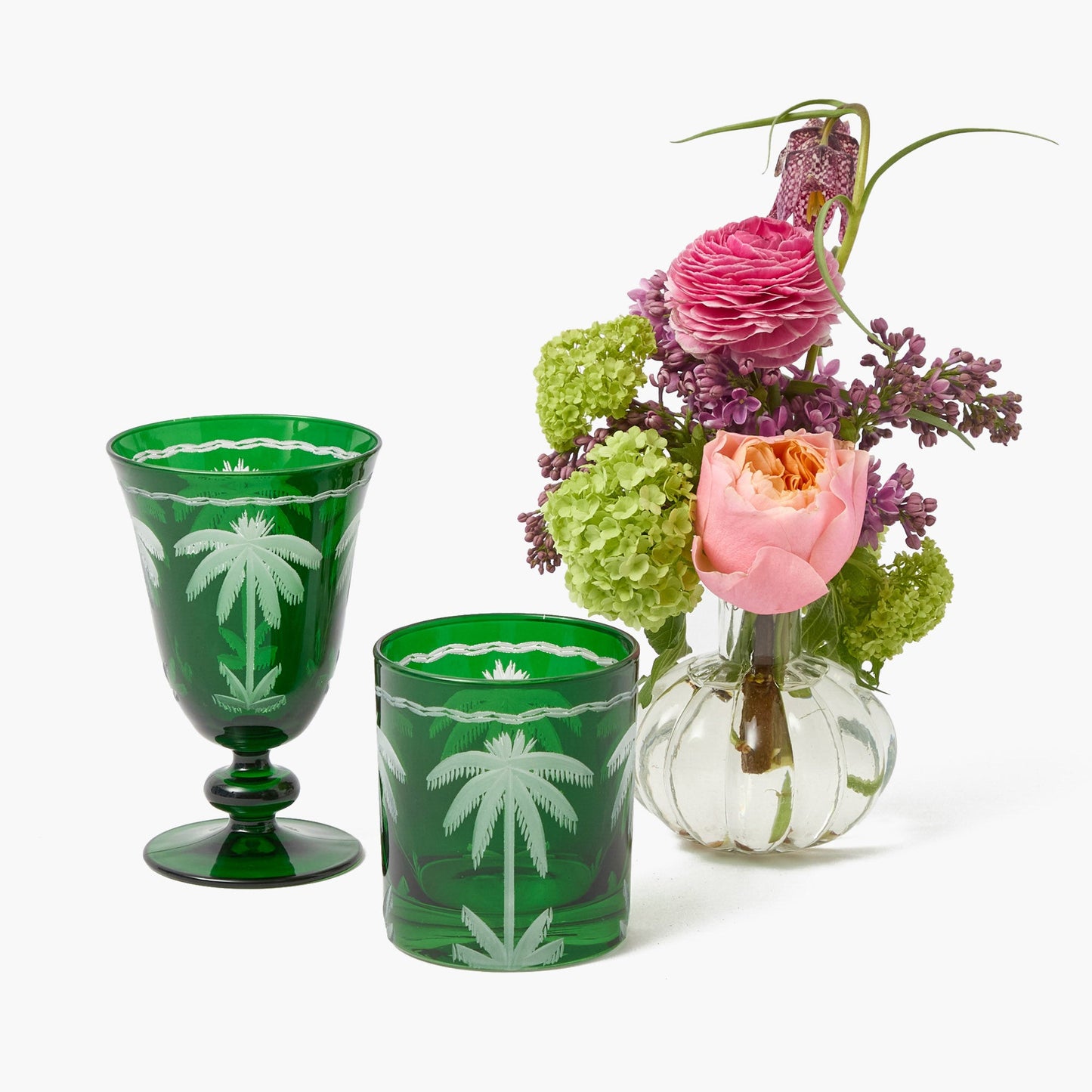 Verres à palmier émeraude (lot de 8)