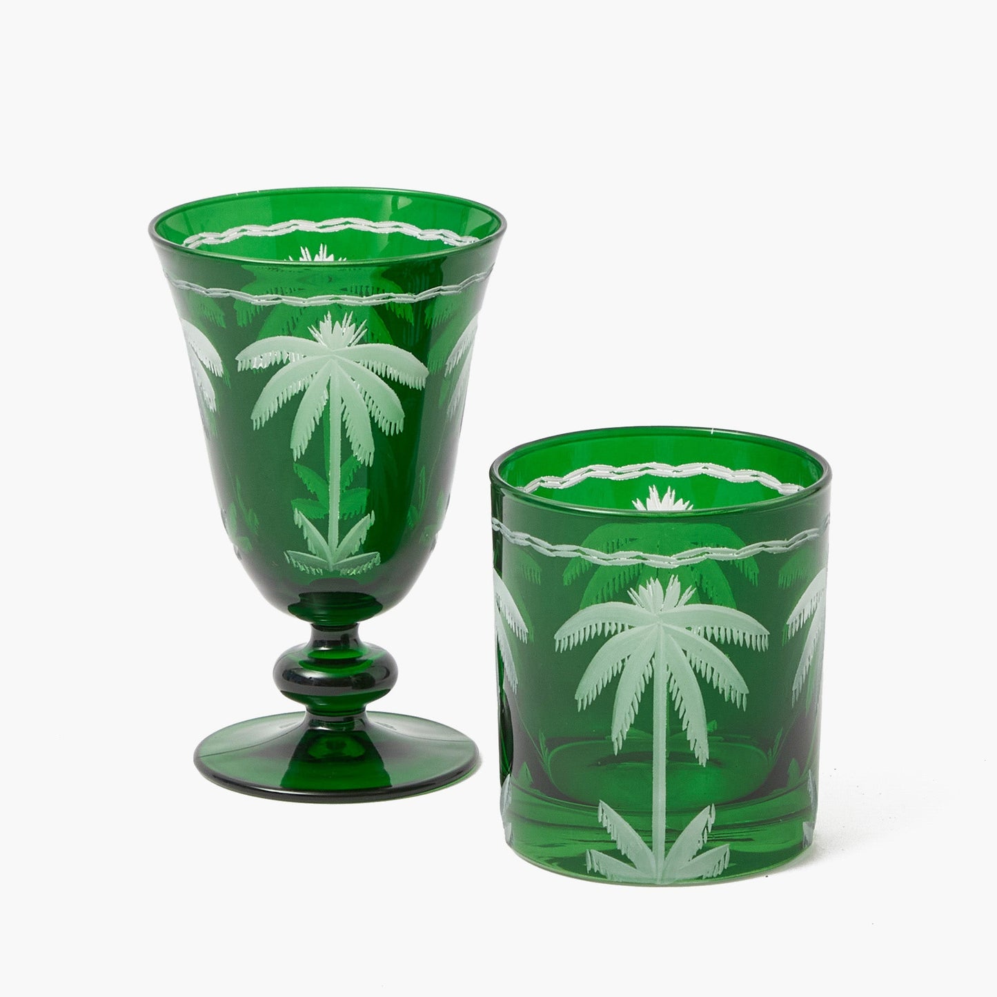 Verres Palmier Émeraude (Lot de 4)