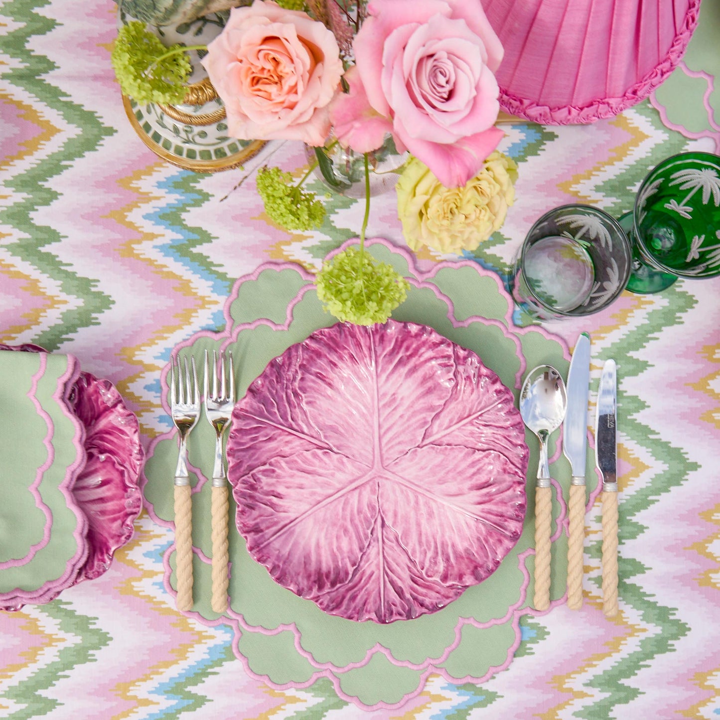 Nappe Magdalena verte et rose