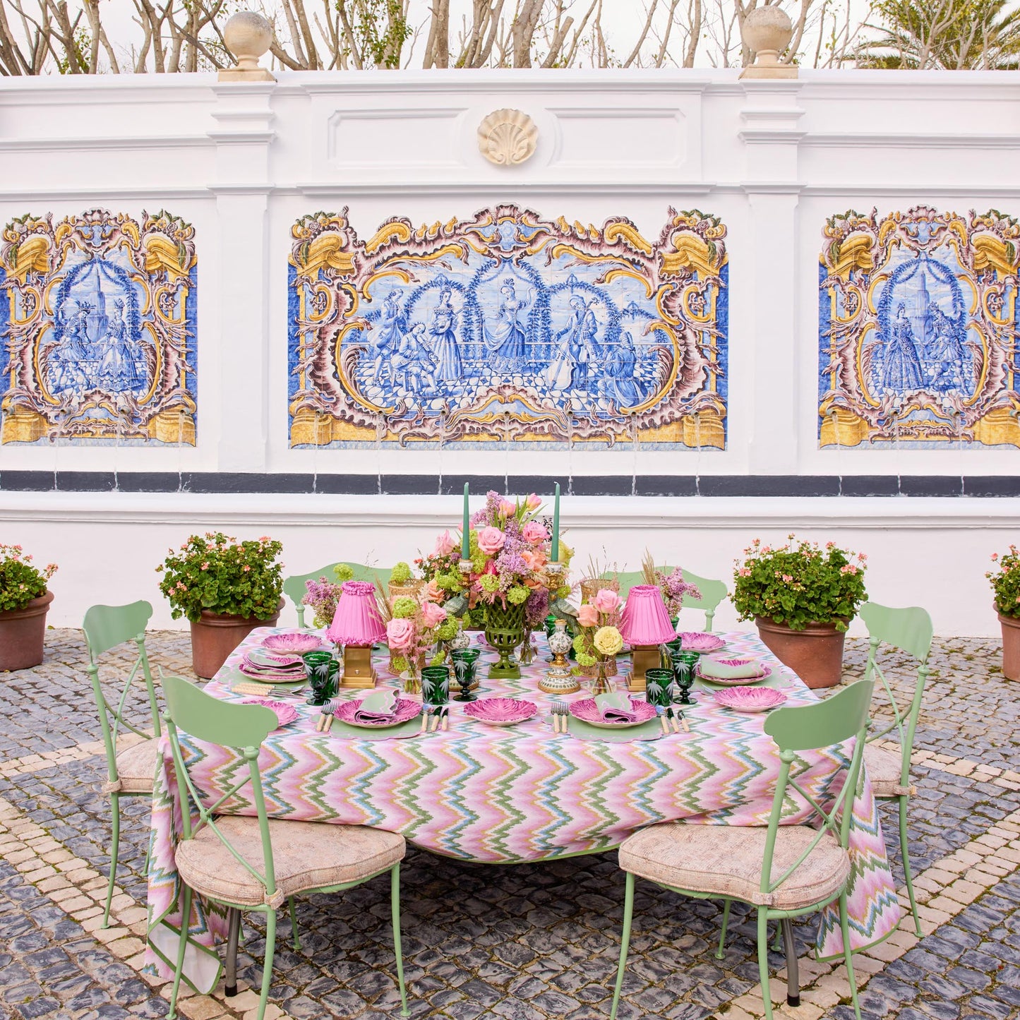Nappe Magdalena verte et rose