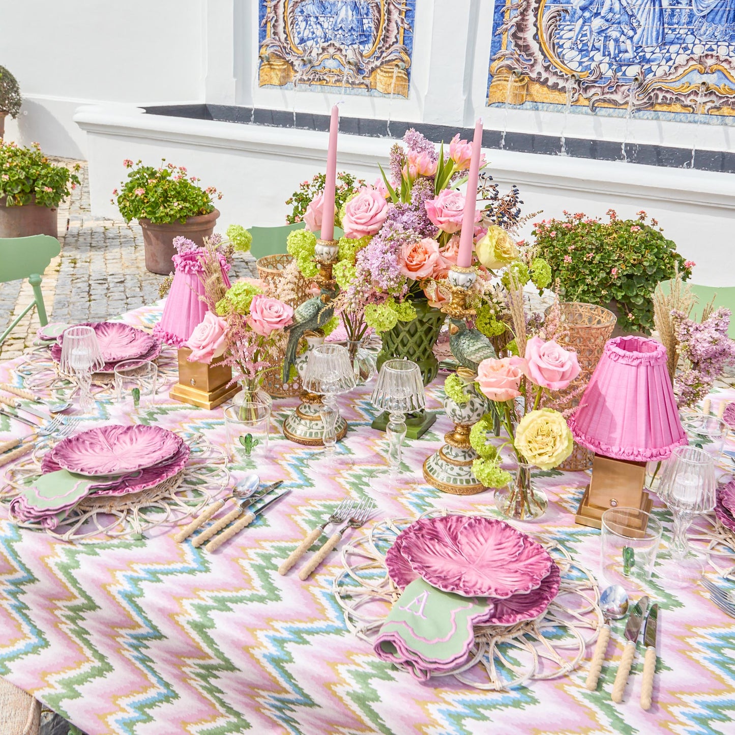 Nappe Magdalena verte et rose