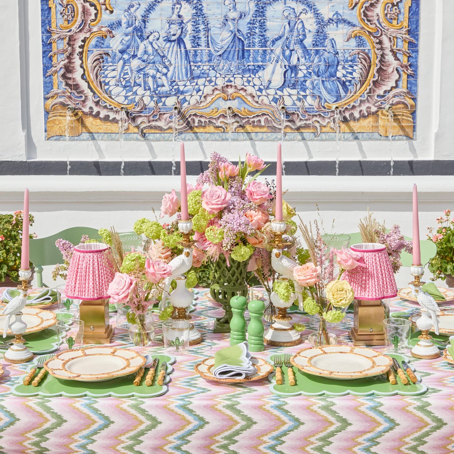 Nappe Magdalena verte et rose