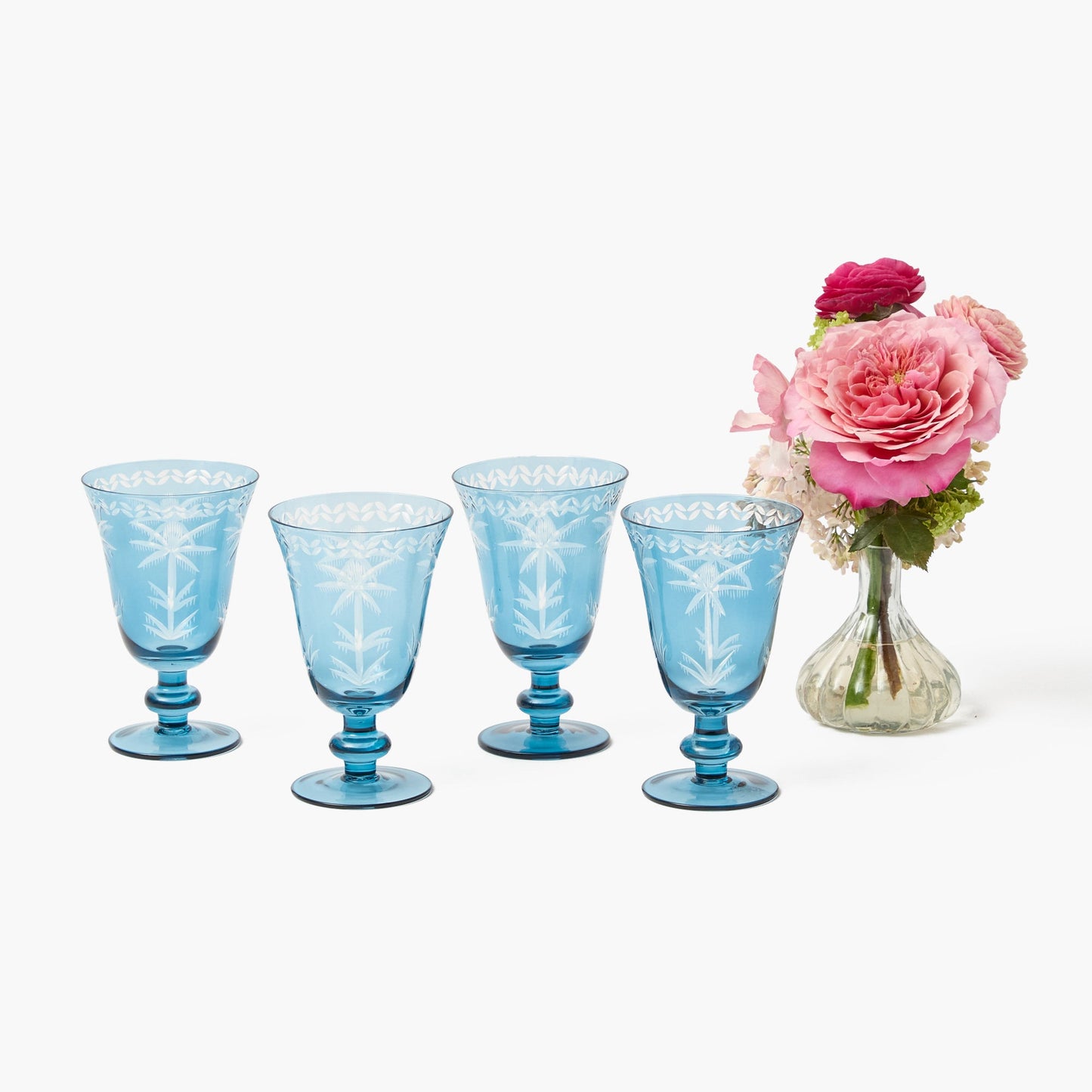 Verres à vin Blue Palm (lot de 4)