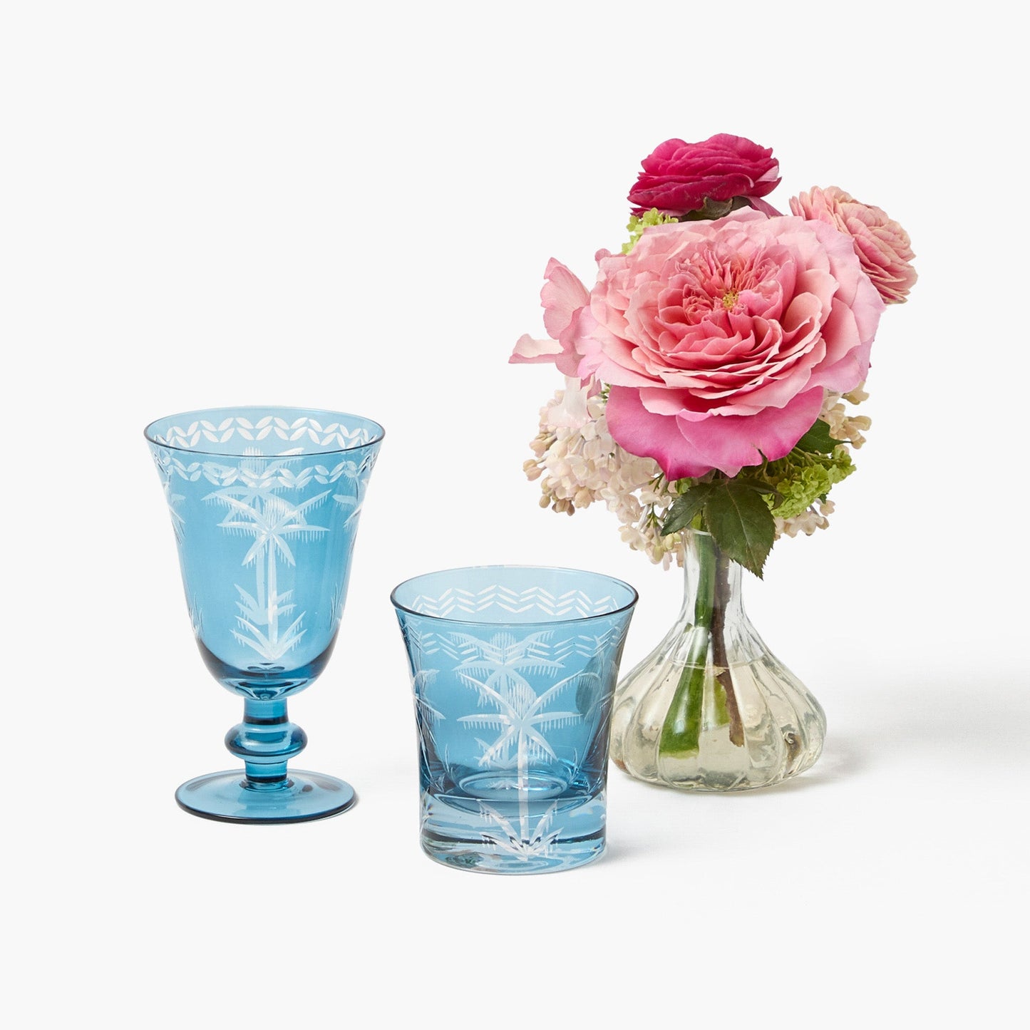 Verres à vin Blue Palm (lot de 4)