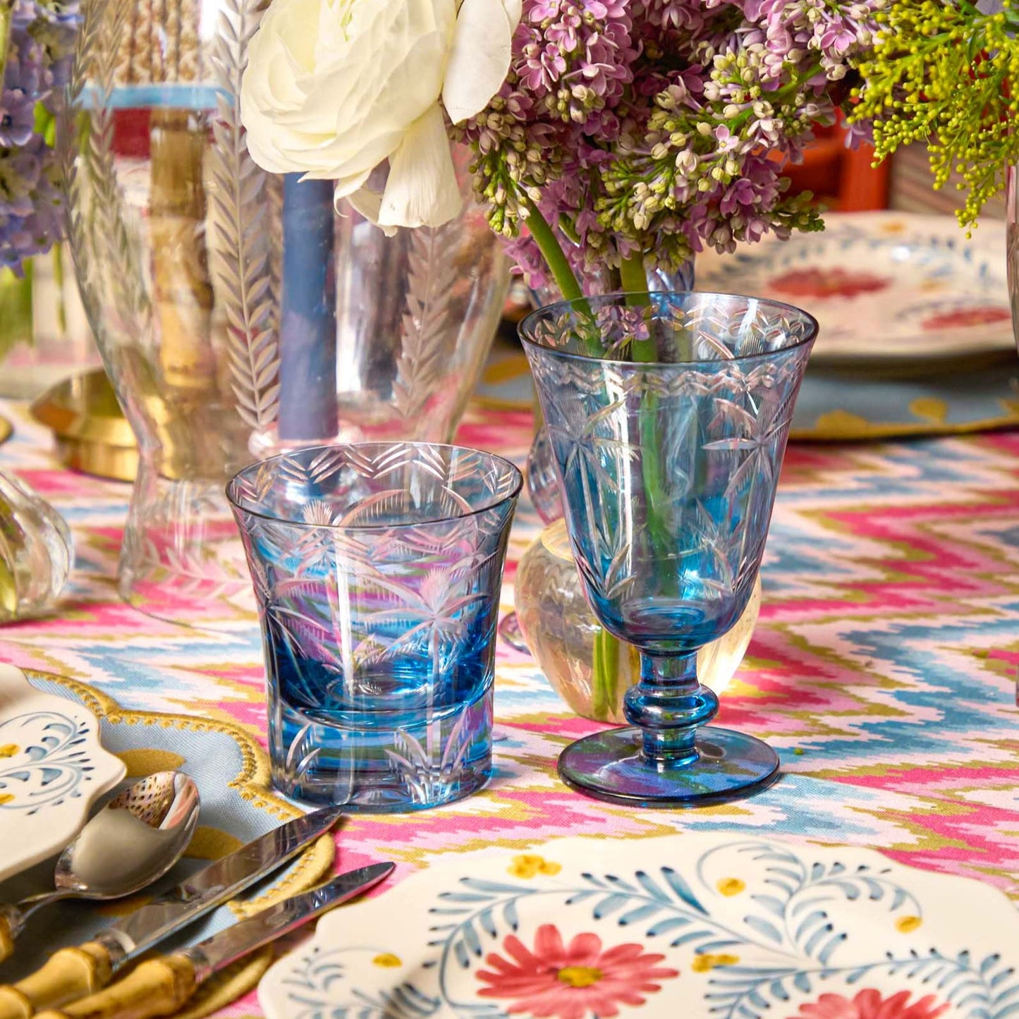 Verres à vin Blue Palm (lot de 4)