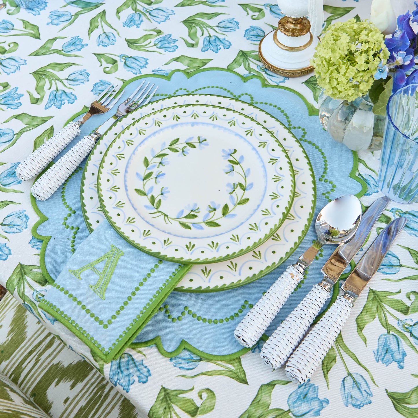 Serviettes Mariana bleues et vertes (lot de 4)