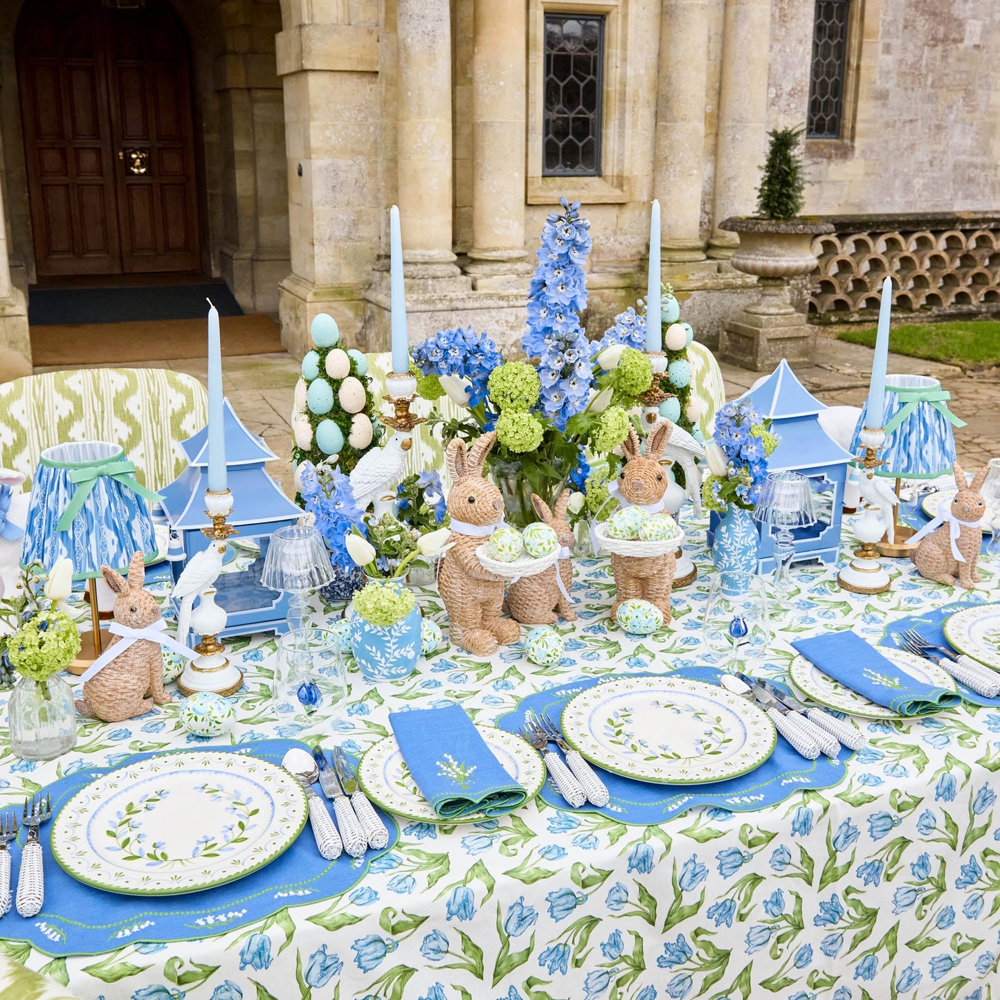 Serviettes en lin bleu muguet (lot de 4)