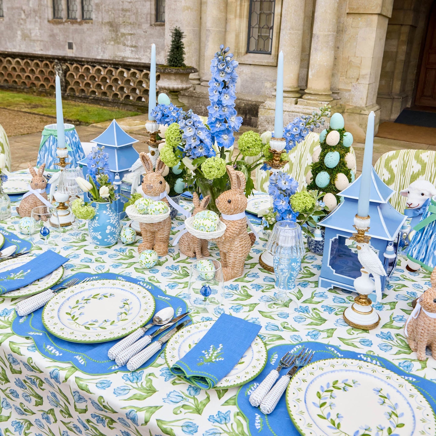 Serviettes en lin bleu muguet (lot de 4)