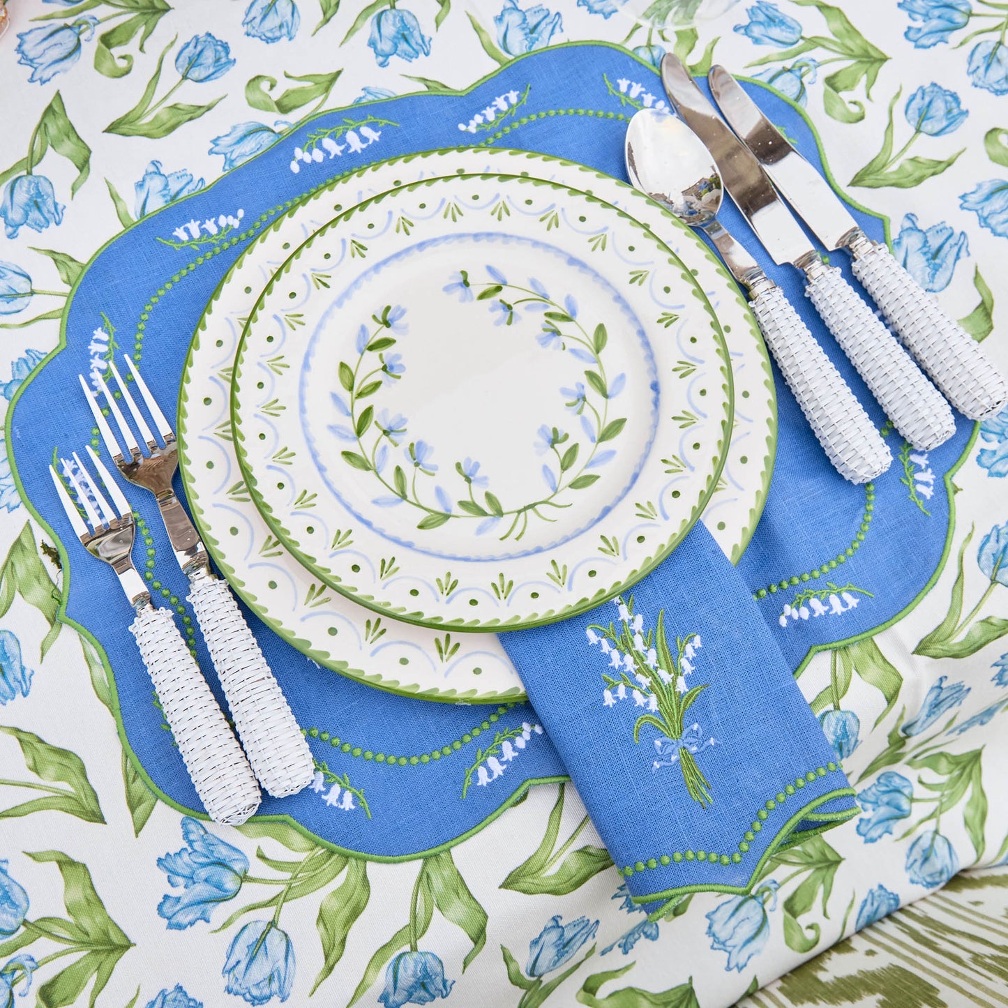 Sets de table en lin bleu Lily of the Valley (lot de 4)