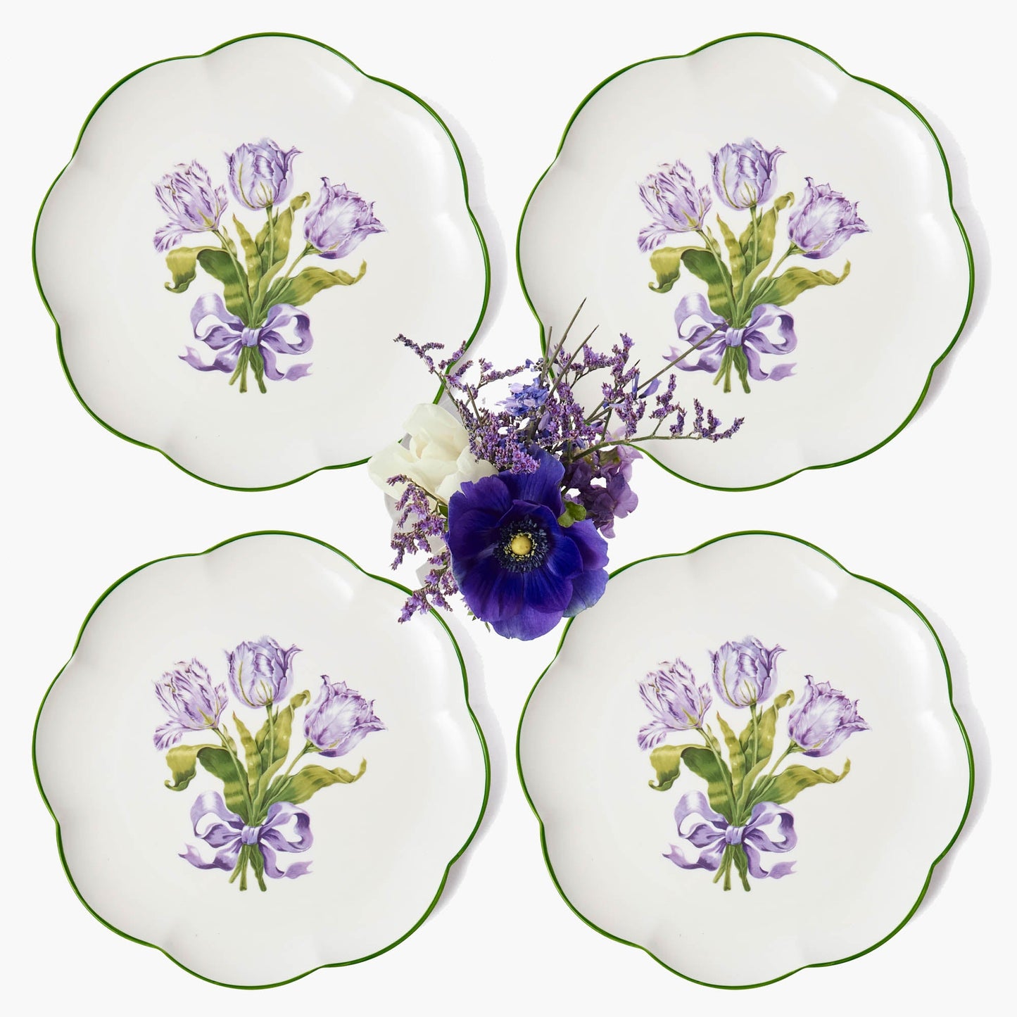 Assiettes plates Tulipe violette (lot de 4)