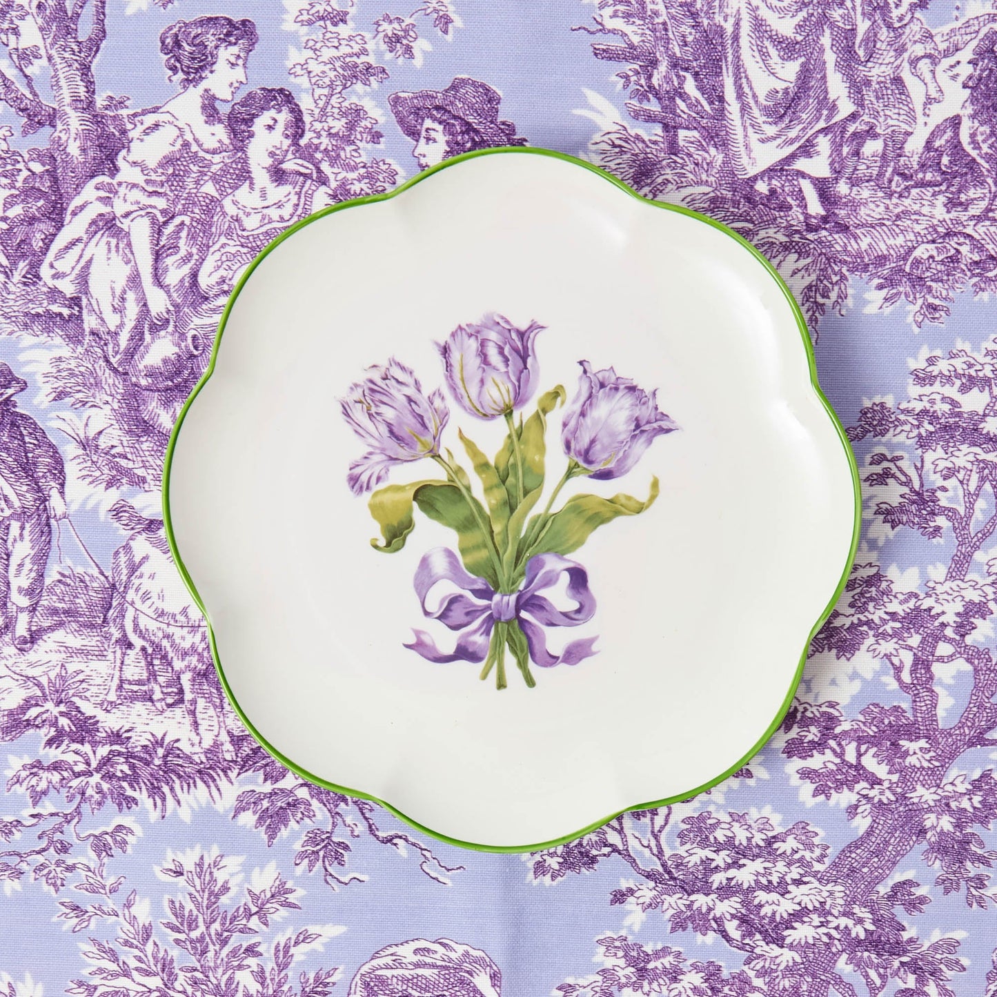 Assiette plate tulipe violette