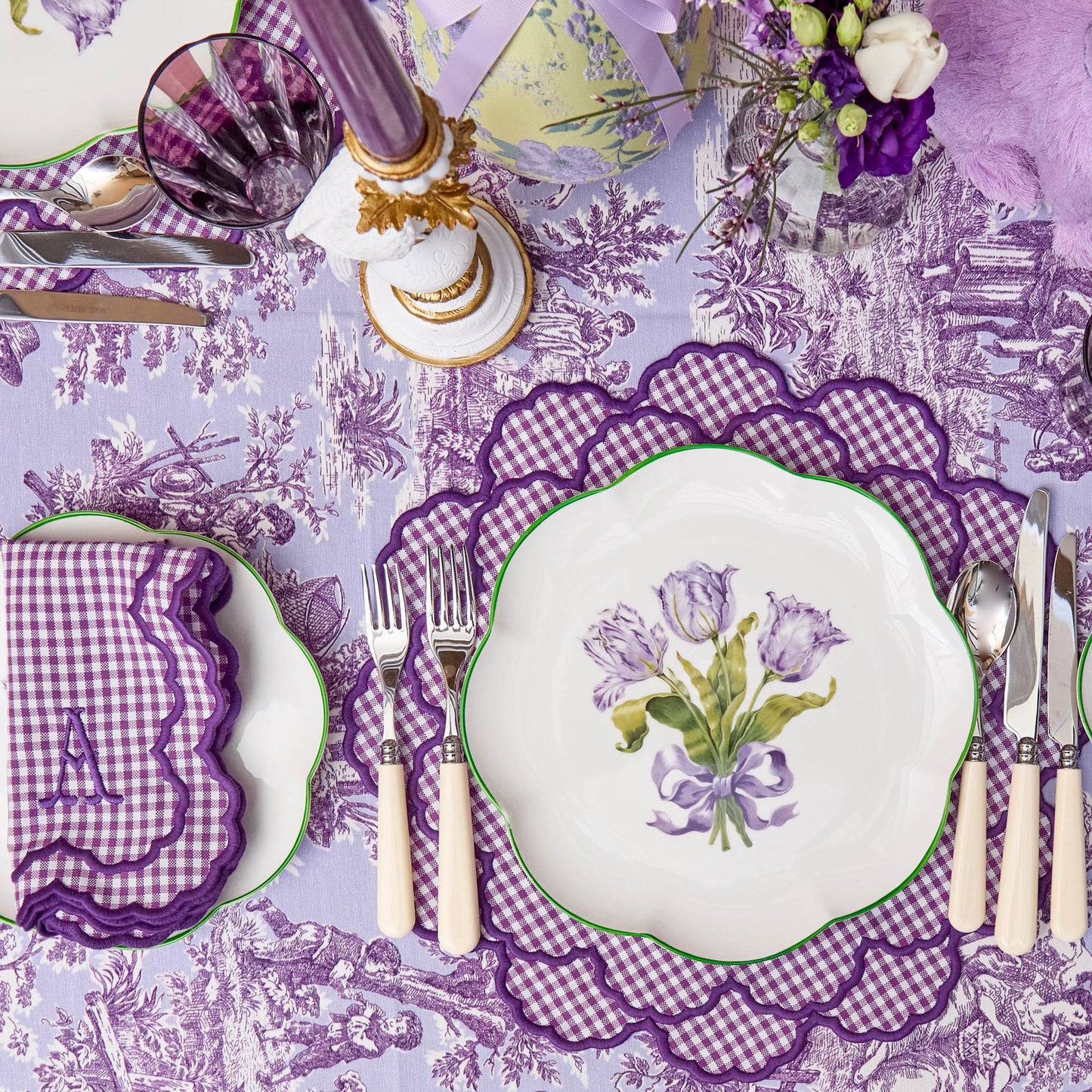 Assiettes plates Tulipe violette (lot de 4)
