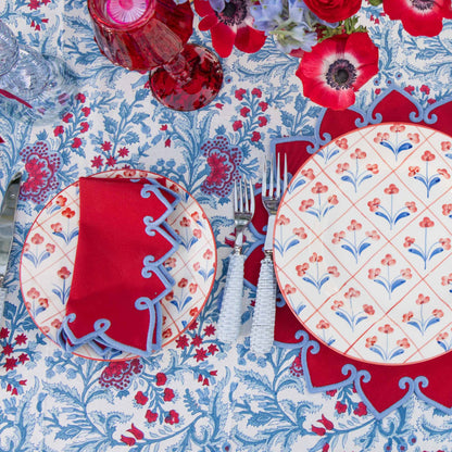 Sets de table et serviettes Angelina rouges et bleus (lot de 4)