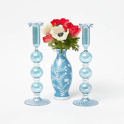 Bougeoir bleu Eden (paire)