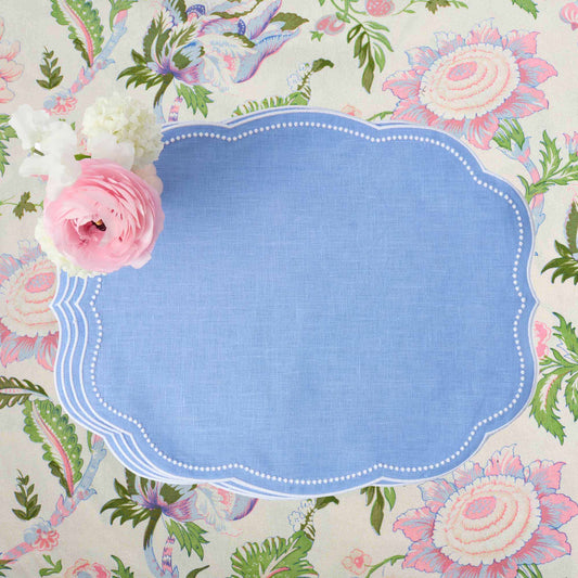 Sets de table en lin Eloise Pervenche (lot de 4)