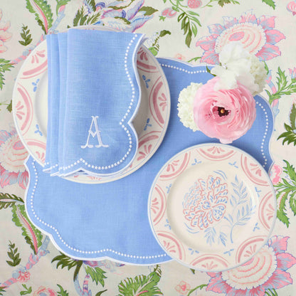 Sets de table et serviettes en lin Eloise Pervenche (lot de 4)