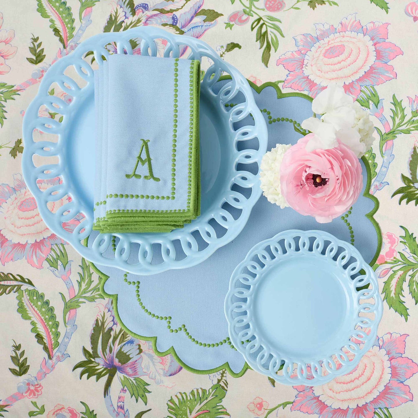 Serviettes Mariana bleues et vertes (lot de 4)