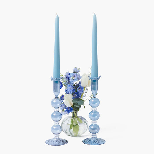 Bougeoir bleu Eden (paire)