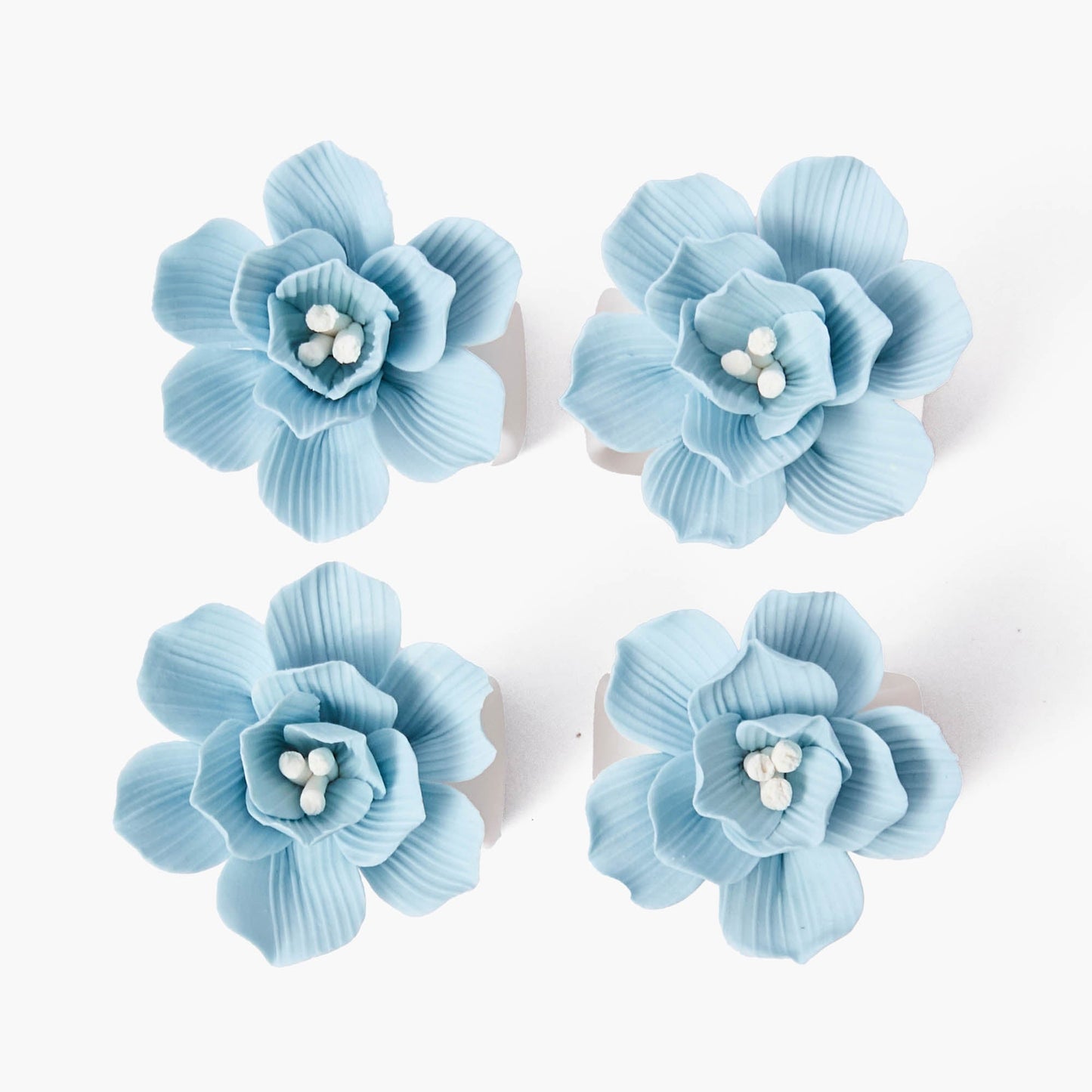 Ronds de serviette Fiore bleu doux (lot de 4)
