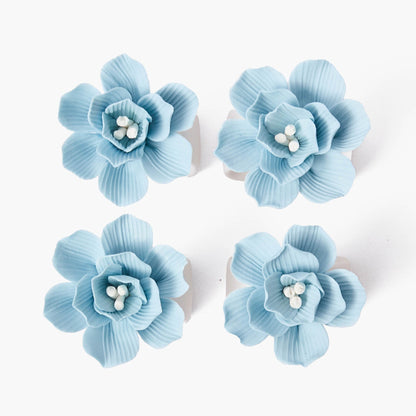Ronds de serviette Fiore bleu doux (lot de 4)