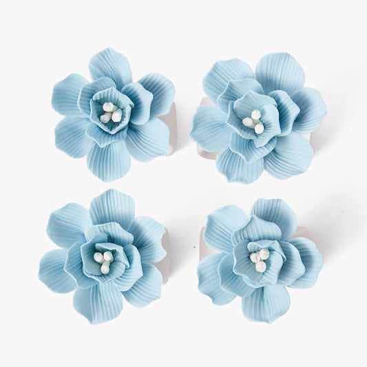 Ronds de serviette Fiore bleu doux (lot de 4)
