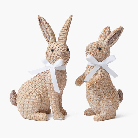 Lapin en rotin (paire)