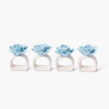 Ronds de serviette Fiore bleu doux (lot de 4)