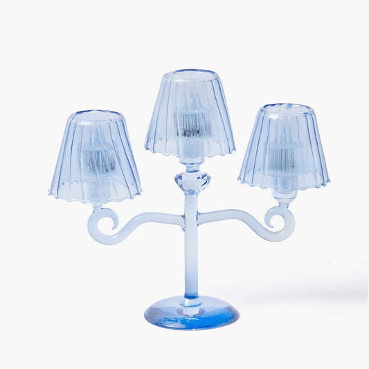 Bougie chauffe-plat lanterne bleue
