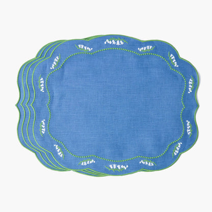 Sets de table en lin bleu Lily of the Valley (lot de 4)