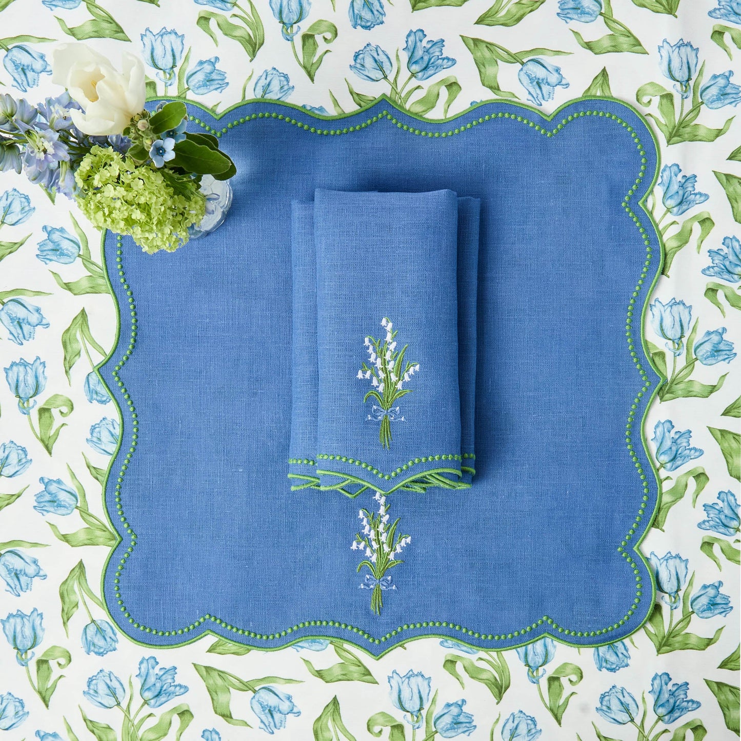 Serviettes en lin bleu muguet (lot de 4)