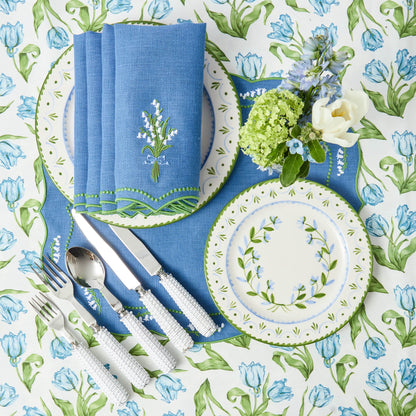 Sets de table et serviettes en lin bleu Lily of the Valley (lot de 4)