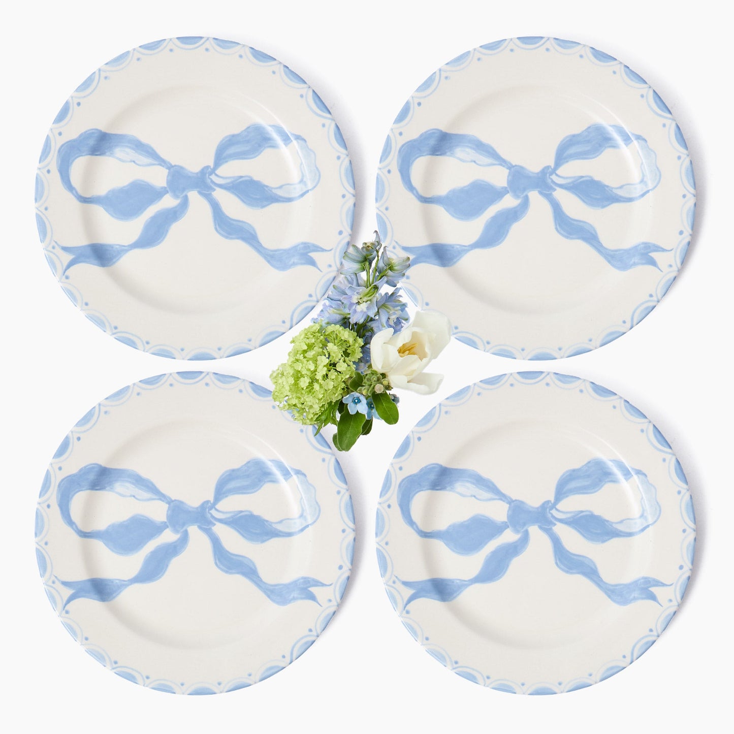 Assiettes plates Marilyn Blue Bow (lot de 4)