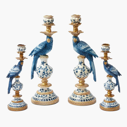 Ensemble de bougeoirs perroquet bleu