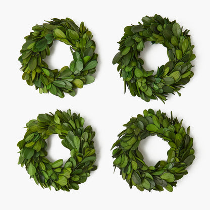 Couronnes de buis avec nœuds en velours vert (lot de 4)
