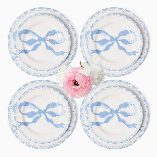 Assiettes à dîner et à entrée Marilyn Blue Bow (lot de 8)