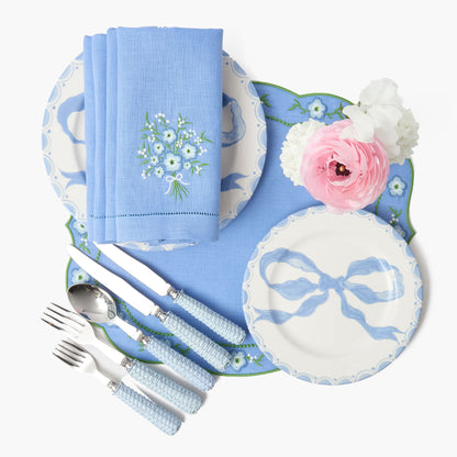 Assiettes de démarrage Marilyn Blue Bow (lot de 4)